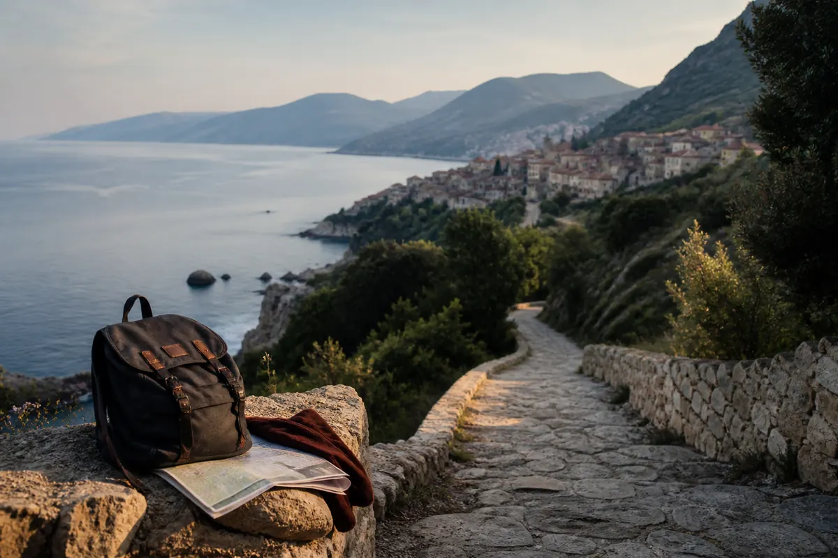 A winding path toward an unbranded coastal town
